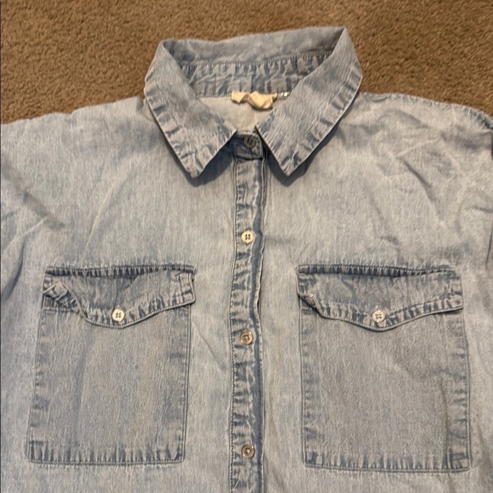 Elan Blue Ruffled Buttoned Mini Dress - Picture 2 of 11